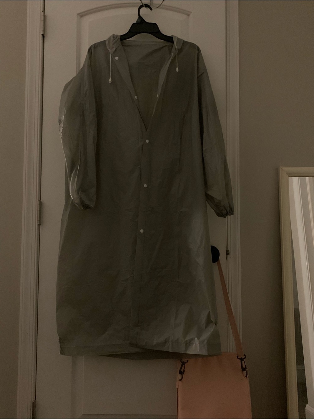 Light Gray Hooded Raincoat Jacket - Women's